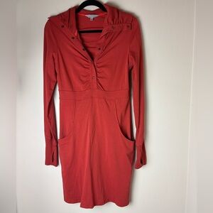 ATHLETA Cozy Up Popover Sweater Dress Red Rust Organic Women’s Size Small